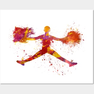 Sports cheerleader in watercolor Posters and Art